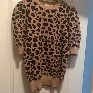 Stylish Leopard Print Sweater - Tan and Brown